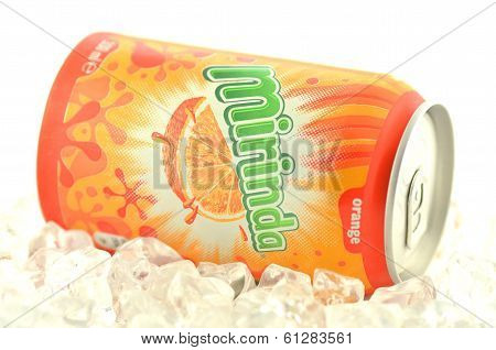 Mirinda drink in a can isolated on white background