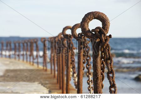 Rusty Old Post and Chain