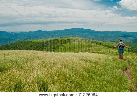 Hiker Stops For A Break On Bald Mountain