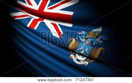 Tristan Da Cunha Flag Waving On The Wind