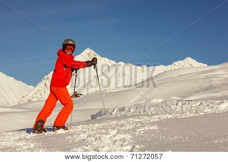 Skier Is Posing At Camera