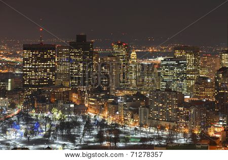 Boston Skyline at night, Massachusetts, USA
