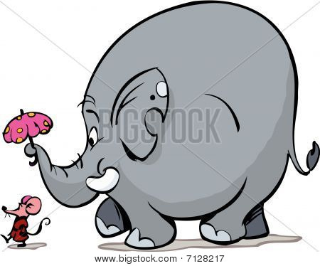 elephant with umbrella walking