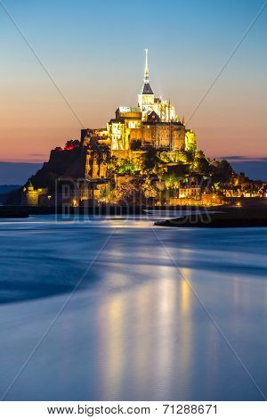 Mont Saint Michele at dusk France