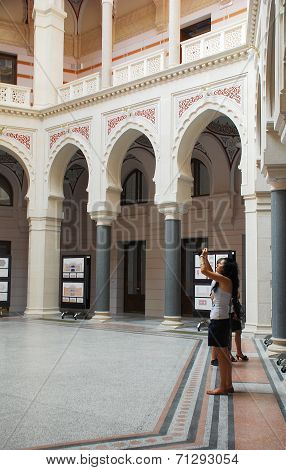 Tourists In Sarajevo City Hall