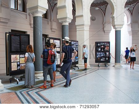 Tourists In Sarajevo City Hall