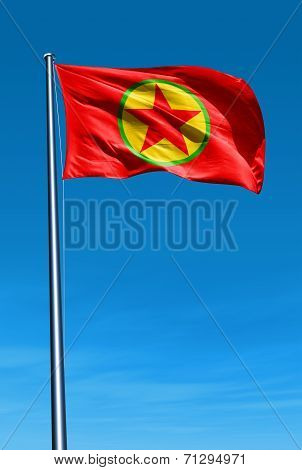 Kurdistan Workers Party Flag Waving On The Wind