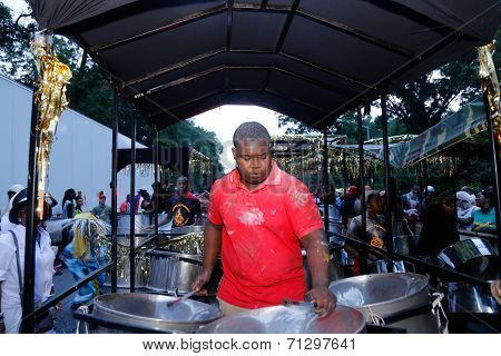 Working steel drums on float