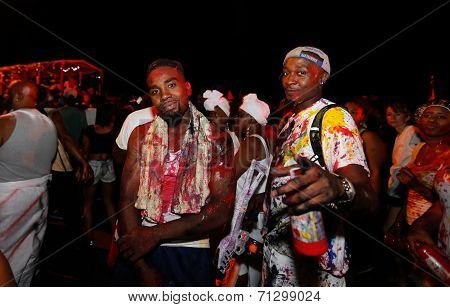 Men in paint splatter shirts on Flatbush