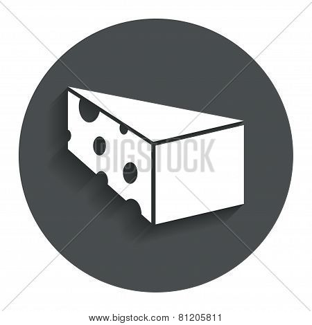 Cheese sign icon. Slice of cheese.