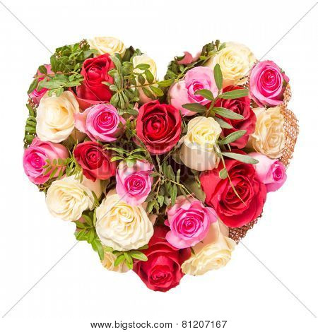 Isolated Summers flowers heart floral collage concept