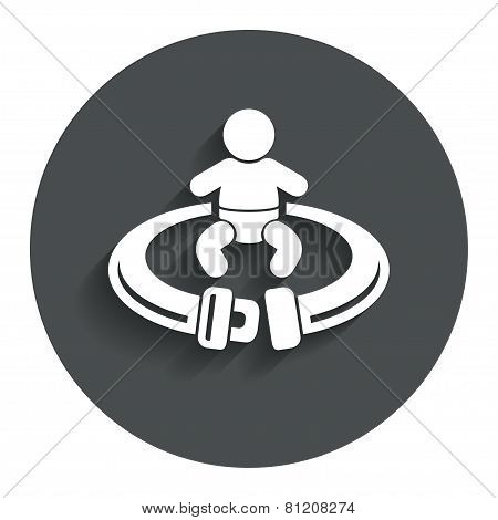 Fasten seat belt sign icon. Safety accident.