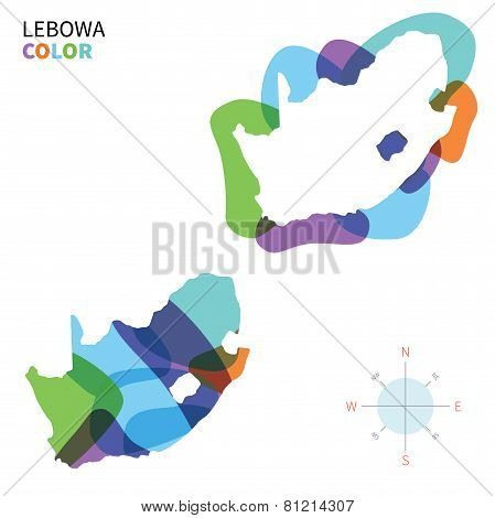 Abstract vector color map of Lebowa with transparent paint effect.