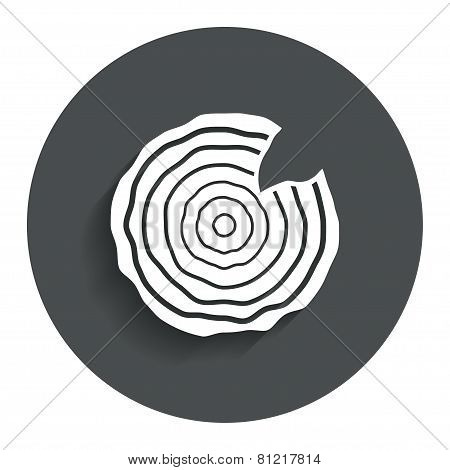 Wood sign icon. Tree growth rings.