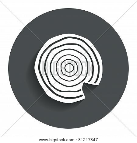 Wood sign icon. Tree growth rings.