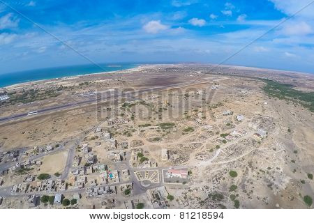 Aerial View -  Rabil City Near  Viana Desert, Boavista - Cape Verde