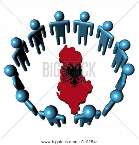 Mennesker omkring Albanien kort Flag