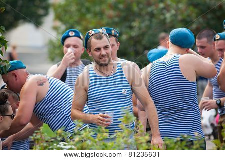 Russian Paratroopers Demobilized Drinking Vodka