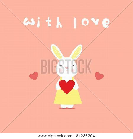 Love card, rabbit with heart
