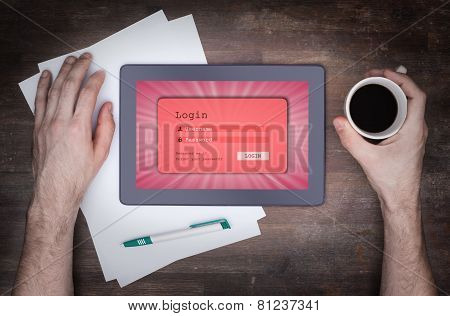 Login Interface On Tablet - Username And Password