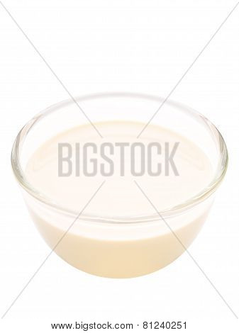 Bowl Of Evaporated Milk Isolated
