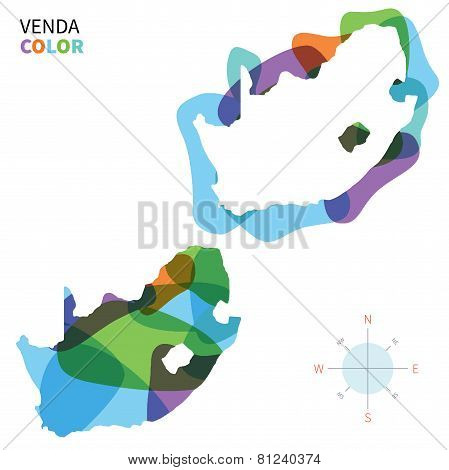 Abstract vector color map of Venda with transparent paint effect.