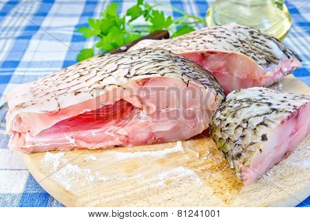 Bream crude oil on the cloth