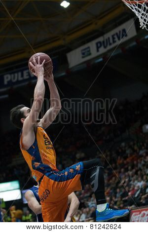 VALENCIA, SPAIN - JANUARY 24: Ribas during Spanish League match between Valencia Basket Club and UCAM Murcia at Fonteta Stadium on January 24, 2015 in Valencia, Spain