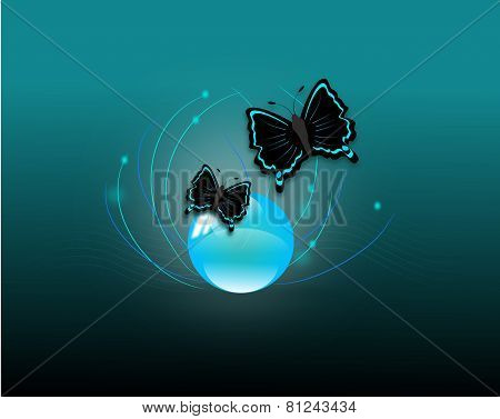 Butteflies On Dark Blue
