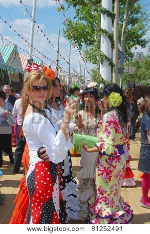 Spanish women at the Seville Fair.