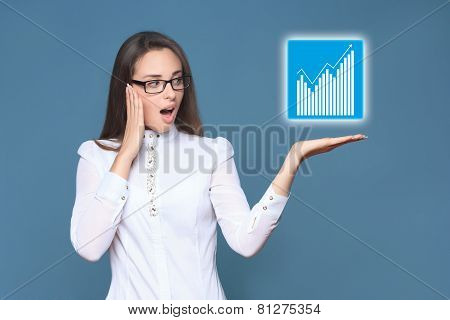woman pointing her finger on imaginery button