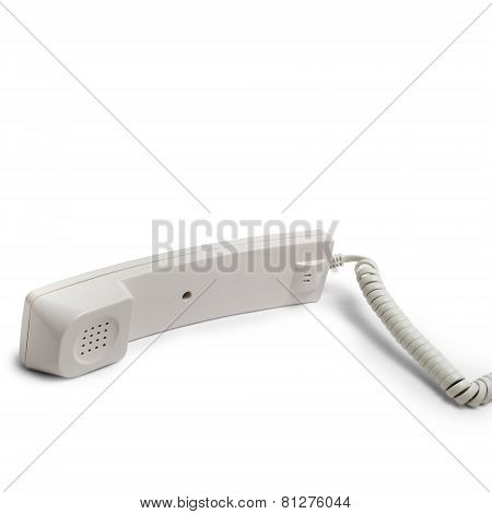 handset and wire isolated white background