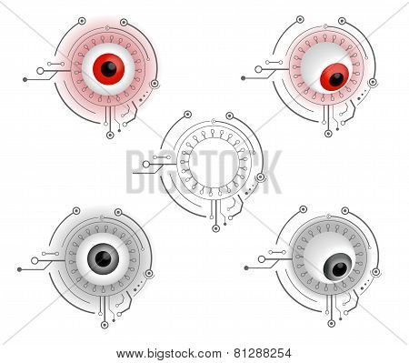 Red And Gray Cyborg Eyes