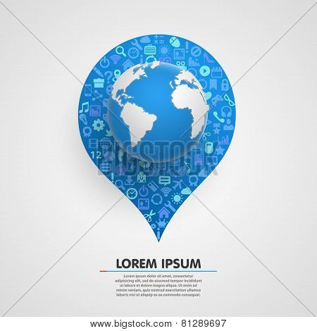 World globe with app icons sircle.