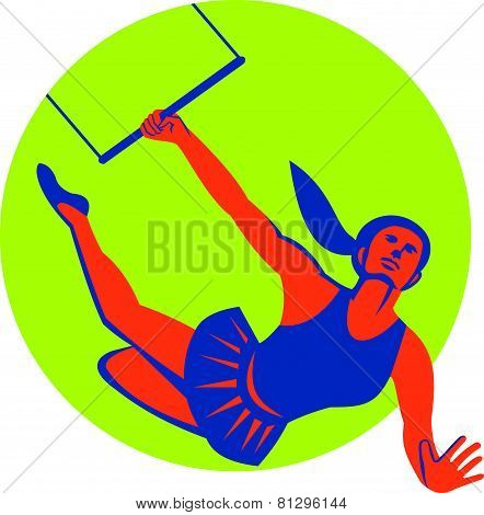 Acrobat Flying Trapeze Act Circle Retro