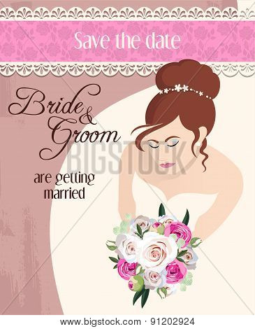 Bride With Bouquet Of Roses