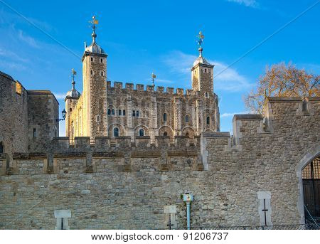 LONDON, UK - APRIL15, 2015: Tower of London (started 1078), fortress and house of Royal Crown Jewels