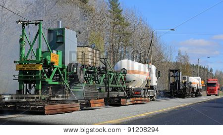 Asphalting Machinery At Roadworks