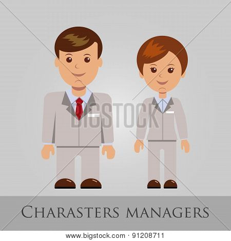 Young man and woman in elegant business suit