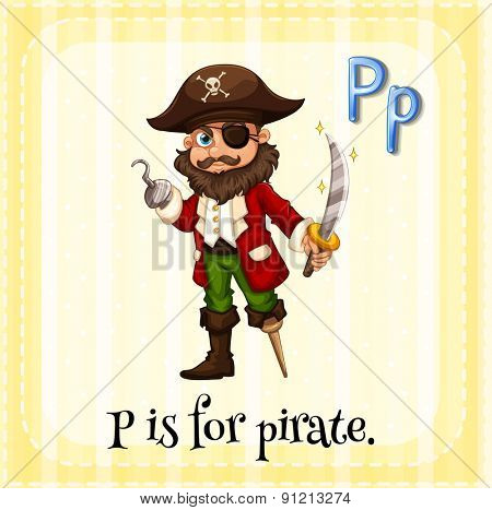 Flashcard letter P is for pirate