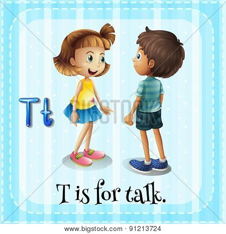 Flashcard letter T is for talking
