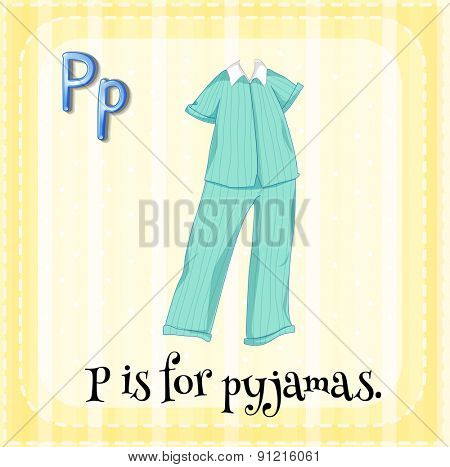 Flashcard letter P is for pyjamas