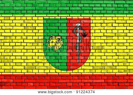 Flag Of Yevpatoria Painted On Brick Wall