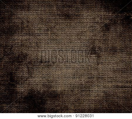 Grunge background of cafe noir burlap texture