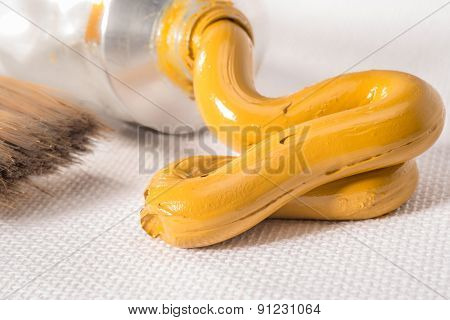 Yellow Ochre Oil Paint From Tube