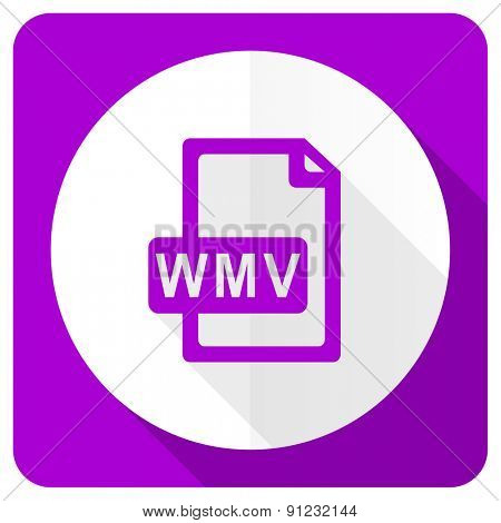 wmv file pink flat icon 