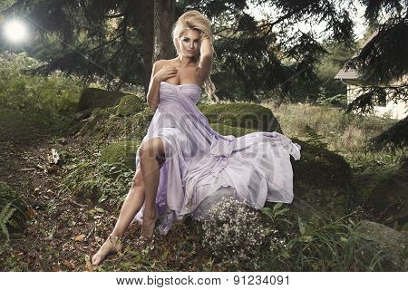 Cute Woman In Nature Scenery