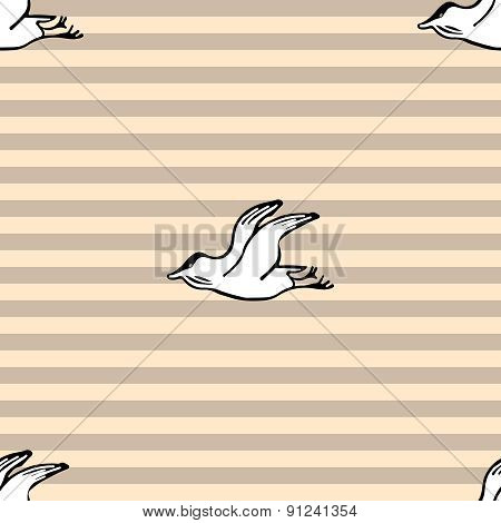 Sea Gull Seamless Strip Pattern Background