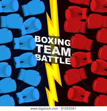 Boxing team battle. Blue and Red boxing gloves. Vector illustration