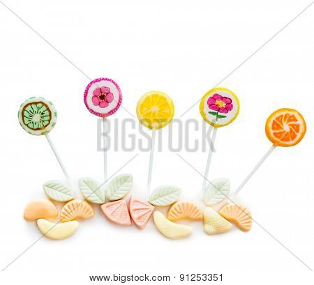 Arrangement of a variety of sweets on a white background
